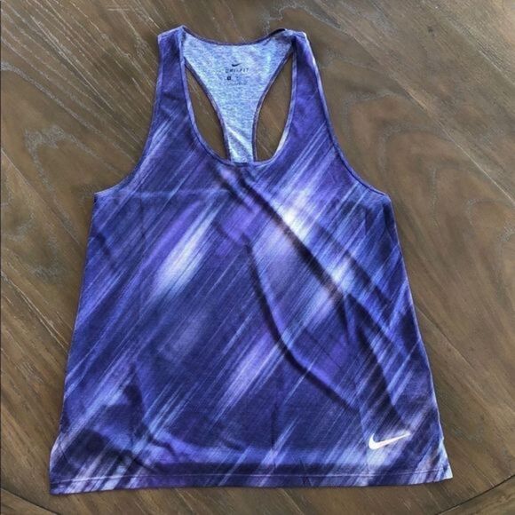 Nike Dri Fit Tank Medium Purple Print - Picture 1 of 1